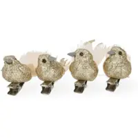 Décoris Vogel kerst ornament | (Goud, Clips)