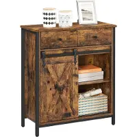 Usorteret Zijkast met lade industriële stijl, vintage bruin-zwart