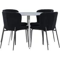 Ebuy24 Plaza eethoek tafel Ø100cm en 4 teddy stoelen grijs.