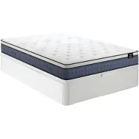 Vente-unique Boxspring met opbergruimte wit 140 x 190 cm + pocketveringmatras met 7 zones en gelfoam toplaag met traagschuim, dikte 23 cm - VARNO van YSMÉE