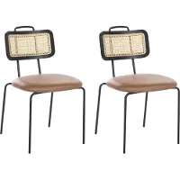 Beliani ADELANTO - Set van 2 eetkamerstoelen - Bruin - Kunstleer