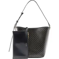Calvin Klein Schoudertas 'Emblem Print' beige / zwart