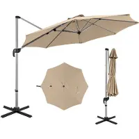 Costway Parasol Ø 330 cm, zweefparasol met zwengel, 360 graden draaibaar, hellingshoek verstelbaar, UPF 50+, tuinparasol, terrasparasol, marktscherm voor tuin, terras, balkon