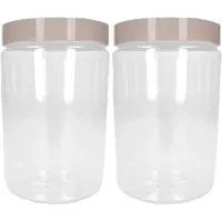 PlasticForte Voorraadpot/bewaarpot - 2x - 1L - kunststof - beige - B10 x H17 cm