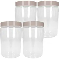PlasticForte Voorraadpot/bewaarpot - 4x - 1L - kunststof - beige - B10 x H17 cm