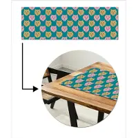 MuchoWow Tafelloper 150x50 cm - Tafelmat vinyl Kattengezichten - Sterren - Turquoise - Tafeldecoratie - Tafelversiering - Keuken decoratie - Tafel versiering