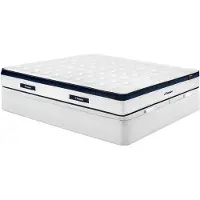 Vente-unique Set 180 x 200 cm witte boxspring met opbergruimte + pocketveringmatras 5 zones en verkoelende tijk van 28 cm dik - KOROVOU van YSMÉE