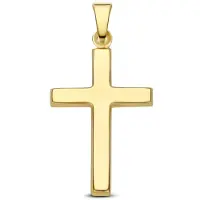 New Bling 9NBG-1000 - - Holle kruis hanger gepolijst - 14kt geelgoud - 28.7 x 14.14 mm