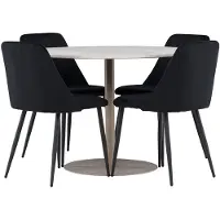 Ebuy24 Lycke eethoek tafel Ø110cm en 4 velours stoelen beige.
