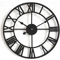 LONGZIMING -Wandklok - Klassieke Wandklok - Groot Formaat Met Romeinse Cijfers En Geruisloze Secondewijzer - 40 Cm - Voor Thuis En Kantoor In Zwart