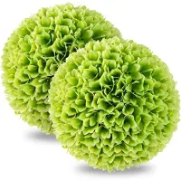 KOMFOTTEU 2 stuks kunstbustballen, 28 cm, ronde planten voor binnen en buiten, realistische bladeren, decoratie om op te hangen voor tuin, huis (groen)