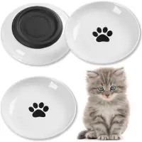 LONGZIMING -3pcs Siliconen Bodem Kattenvoerkommen - Zwarte Silicone Kommen met Pootafdrukken - Whisker-vriendelijk, Antislip en Stil voor Binnenkatten en Kleine Honden