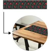 MuchoWow Tafelloper 150x30 cm - Tafelmat vinyl Illustratie - Kerst - Sterren - Groen - Tafeldecoratie - Tafelversiering - Keuken decoratie - Tafel versiering
