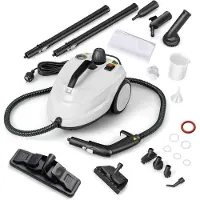Costway Stoomreiniger 2000 W, stoomdruk: max. 5 bar, temperatuur tot 160 ℃, oppervlaktevermogen: 108 m², 1,8 l tank, opwarmtijd: 8 min, stoomapparaten incl. 13 accessoires en 5 m lange netsnoer (wit)