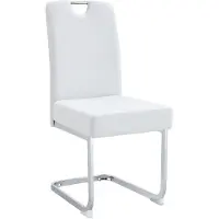 Merax Set Van 2 Eetkamerstoelen Met Verdikt Zitkussen En Ergonomische Rugleuning – PU Bekleding – Metalen Frame – Wit – 52 × 41 × 97 Cm