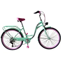 Viking Choice 26 inch meisjesfiets - Mintgroen/Roze - 7 versnellingen - Stalen frame