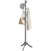 Costway Kapstok van hout, in hoogte verstelbaar, in boomvorm, jasstandaard voor slaapkamer, woonkamer, 175 cm, grijs
