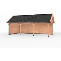 Westwood Douglas overkapping zadeldak, 750 x 400, met achterwand en zijwand, Ruiter Premium