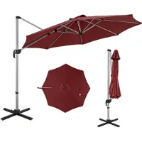 Costway Parasol Ø 330 cm, zweefparasol met zwengel, 360 graden draaibaar, hellingshoek verstelbaar, UPF 50+, tuinparasol, terrasparasol, marktscherm voor tuin, terras, balkon