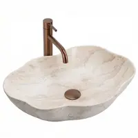 REA Pearl Kallisto Sanitaire Keramiek Asymmetrisch - Wastafel - Beige, Steenimitatie - 50,5 X 38 X 13,5 Cm