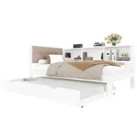 MODFU Woonkamerwandset met losstaande en hangende kasten, een plank en een tv-meubel, wandset met houtdecor, naturel + zwart