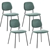 Beliani RILEY - Set van 4 eetkamerstoelen - Groen - Polyester