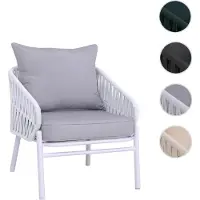 Mendler Aluminium tuinstoel HWC-P90, loungestoel, fauteuil voor buiten, met touwbespanning (rope), stof/textiel (180g/m²) lichtgrijs