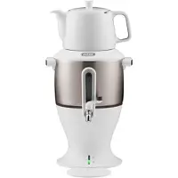 Mulex | MX021 Samovar | Wit - Turkse Theemachine - 3.0 + 1.1 liter - Rvs - Led-indicator - 1800 W - Porselein theekan