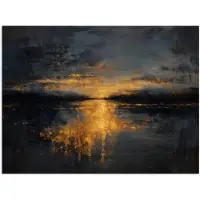 PosterMonkey Poster 120x90 cm - Gouden Reflectie op Water - Posters - Kamer decoratie - Wanddecoratie woonkamer - Muurdecoratie slaapkamer