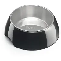 Lionto voerbak voor katten, hygiënisch RVS & melamine zwart 210 ml