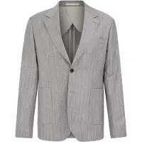 Van Gils - Heren slim fit blazer van linnenmix met krijtstreep - Slim Fit - Grijs - Linnen - Maat: 48