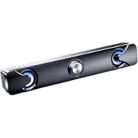 LONGZIMING -Usb Soundbar - Led - Krachtig Stereo Geluid 3 W Met Plug & Play Aansluiting - 1 - Voor Pc/laptop/smartphone Zwart