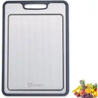 Lunaro RVS Snijplank Dubbelzijdig - PFAS-vrij - Cutting Board - Met Sapgeul - Zonder Scherpe Randen - 36x25cm