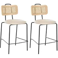 Beliani ADELANTO - Set van 2 barstoelen - Lichtbeige - Kunstleer