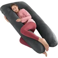 Aura Sleepperfect Zwangerschapskussens – Zijslaapkussen - Voedingskussen – Zijslaapkussen volwassenen XXL - Body Pillow - Lichaamskussen – 80x140 CM - Donkergrijs - 160cm x 78cm x 1cm