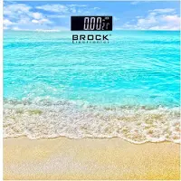 Brock Electronics Brock Digitale Personenweegschaal Strand Zee Print – 30×30 cm – Max. 180 kg – LCD Display – Automatische Inschakeling – Inclusief Batterijen