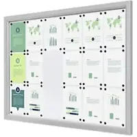 SHOWDOWN Vitrine Magnetisch 18 x A4 Wandmontage Afsluitbaar Buiten 141 (B) x 101,2 (H) cm Zilver