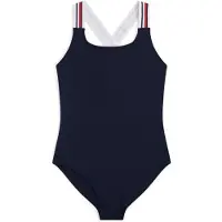 Tommy Hilfiger badpak donkerblauw Meisjes Nylon Effen - maat 152/164