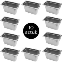 Mega -M Gastronorm - GN 1/3 Set van 10 stuks - 325x176x200 mm - Roestvrij Staal