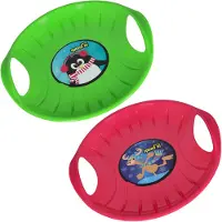 KOTARBAU 2 Glijschotel, Sneeuwschijf, Kunststof, 60 cm, Roze & Groen, Sneeuw Slee, met Handgrepen, voor Kinderen en Volwassenen, Schotel Slee Plastic, Bobsleeën, Sneeuwglijder, Duurzaam
