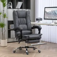 STILVORA Bureaustoel 64 X 70 X 110 118 Cm - Trilmassage Met Warmte - 135 Graden Kantelbaar Met Voetsteun - Polyester - Donkergrijs