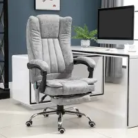 STILVORA Bureaustoel 62 X 67 X 113 Tot 120 Cm - Massage En Warmtefunctie - Verstelbare Rugleuning Met Voetsteun - Microvezel Grijs