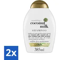 OGX 2 x - Coconut Milk - Shampoo - Voedend - Tropische Geur - 385 ml - Kokosmelk Shampoo - Voedend Haar - Kokosgeur - Gezond Haar - Haar Herstel