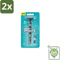 Gillette - Mach3 – Houder + 1 Mesje – 3-bladig - Voordeelverpakking - 2 stuks - Scheermes - Scheerbeurt