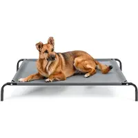 Lionto verhoogd hondenbed belastbaar tot 55 kg, 114x76 cm grijs