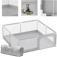 Galt - Cozy 28 - baby box - kinderbox – 180x200 cm – voor binnen en buiten – grijs/wit – ademend gaas – EN71-gecertificeerd – 6 tot 36 maanden