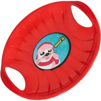 KOTARBAU Glijschotel, Sneeuwschijf, Kunststof, 60 cm, Rood, Sneeuw Slee, met Handgrepen, voor Kinderen en Volwassenen, Schotel Slee Plastic, Bobsleeën, Sneeuwglijder, Duurzaam