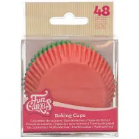 Funcakes Baking Cups - Rood, Groen - 48 Stuks - Cupcake Vormpjes Papier