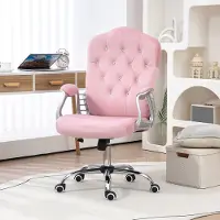 STILVORA Bureaustoel 61 X 61 X 104 114 Cm - Ergonomisch Met Wipfunctie En In Hoogte Verstelbaar - Voor Thuiswerk En Kantoor - Polyester - Roze
