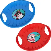 KOTARBAU 2 Glijschotel, Sneeuwschijf, Kunststof, 60 cm, Blauw & Rood, Sneeuw Slee, met Handgrepen, voor Kinderen en Volwassenen, Schotel Slee Plastic, Bobsleeën, Sneeuwglijder, Duurzaam